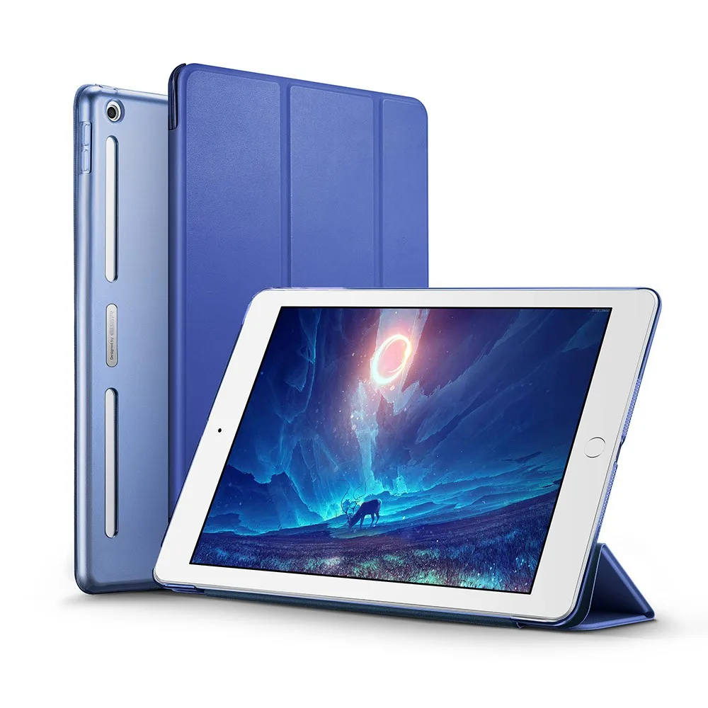 Navy Blue Чехол для iPad 9,7, ESR из искусственной кожи передняя крышка+ Мягкий ТПУ бампер край+ PC задняя Авто спящий умный чехол для нового iPad выпуска - Цвет: Navy Blue