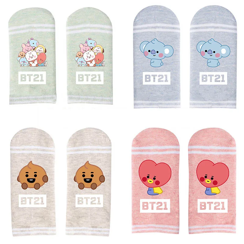 

JCBTSHKorean Wave Multicolor Cartoon Cute Boat Socks Shoulder Short Tube Boat Socks Invisible Low-cut Summer Breathable Socks