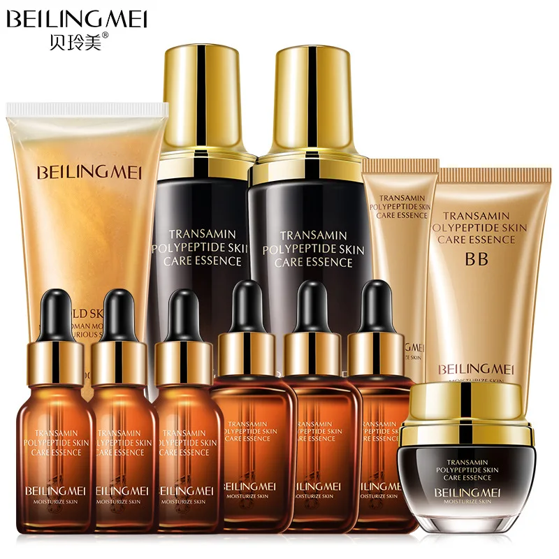 

Skin Care Sets Peptides Serum Lotion Toner Facial Cleanser Face Cream Eye Cream BB Cream Moisturizing Skincare Product 12PCS Set