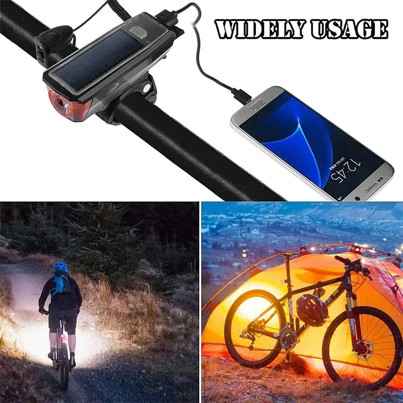 

Cycling Solar Power Led Light Waterproof Usb Rechargeable Bike Front Headlights