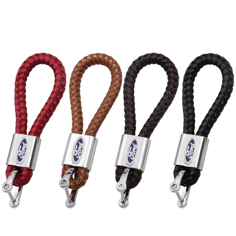 

1pcs Car Logo Handmade Woven Leather Keychain Key Ring for Ford Focus 2 3 1 Fiesta MK1 MK2 MK3 MK7 Fusion Ranger Escort Mondeo