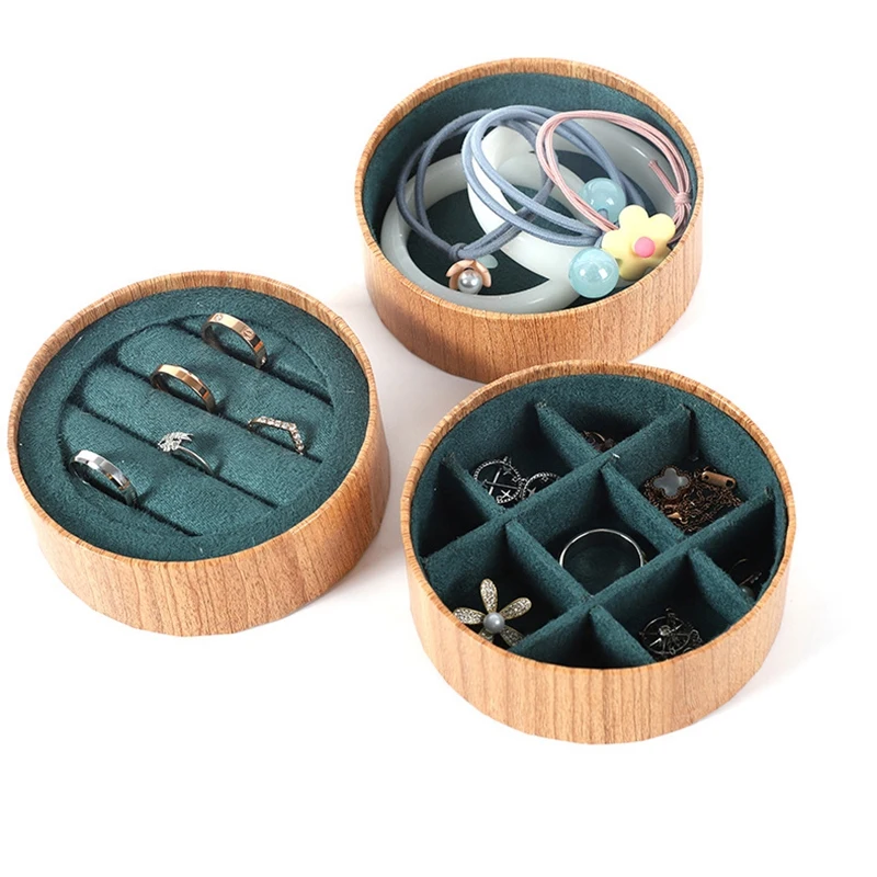 

Ins Dark Green Simple Storage Box Rosewood Grain Jewelry Display Tray