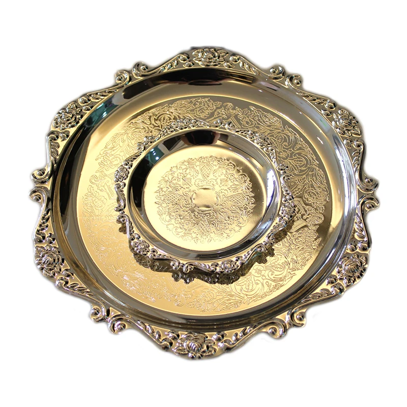 Металлическая тарелка для закуски лоток резные края блюдо комплекты Свадебные