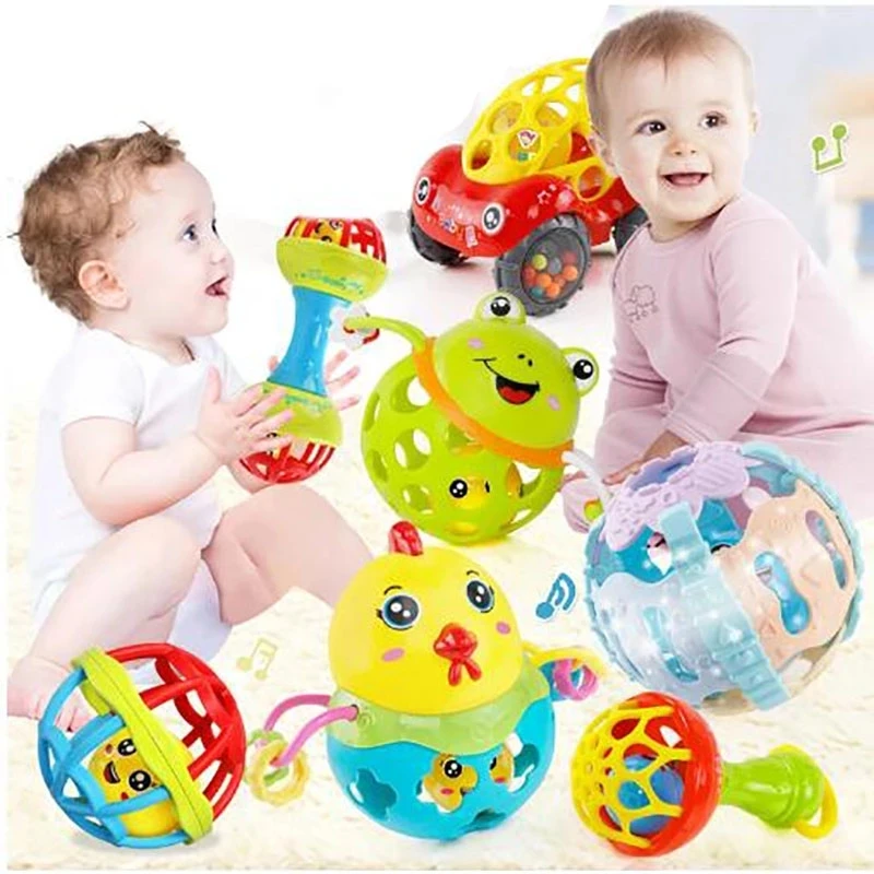 

Baby Rattles Toy Soft Rubber Baby Hand Bell Rattles Fitness Grasping Ball Cartoon Children's Exercise Toys Early Education T