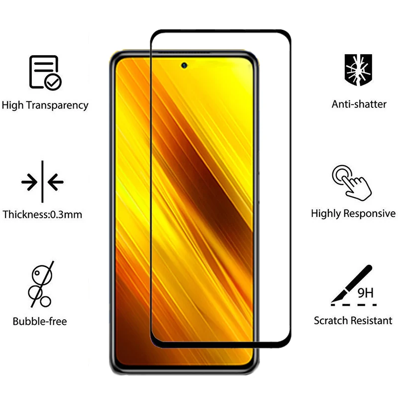 Poco F3 Tempered Glass For Xiaomi Redmi Note 11 Pro Plus 10 9 8 7 10s 9s 10C 9C NFC 11s Poco F4 GT X3 X4 M4 Pro Screen Protector