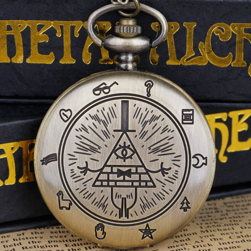 

Креативные кварцевые карманные часы с многоэлементным рисунком, подвеска с цепочкой, Бронзовый кулон унисекс