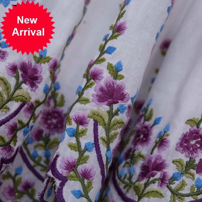 

New 2021 Summer Fashion Designer White Cotton Dress Women Short Sleeve Charming Floral embroidery Elegant Dress