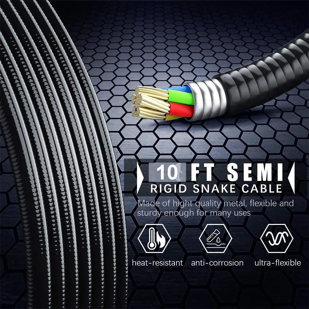 LIMINK 1080P Dual Lens Endoscope Camera 4.3”IPS Screen 5.5mm IP67 Metal Cable Digital Snake Inspection for Car | Безопасность и