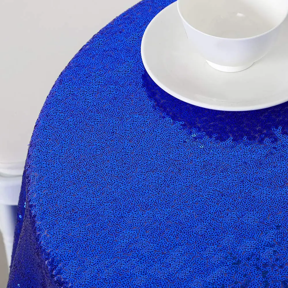 Королевский синий блесток скатерть мерцающий круглый Свадебная для Хэллоуина