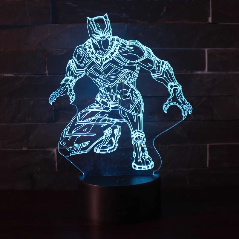 

Disney Marvel Panther 3D Night Light LLED Remote Control Colorful Touch Creative Light Bedside Lamp Christmas Birthday Gift