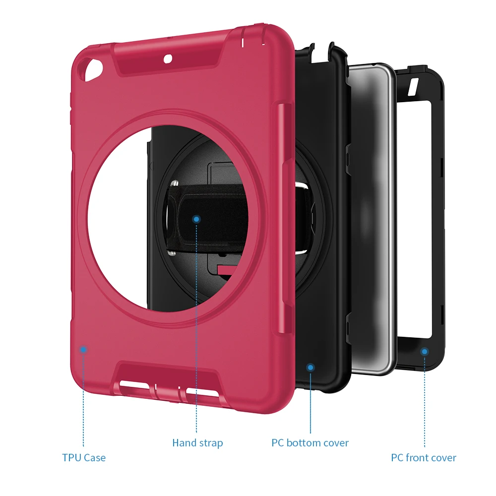 Для iPad Mini 4 5 чехол с держателем ручки защитный 360 Вращающаяся Стойка + плечевой