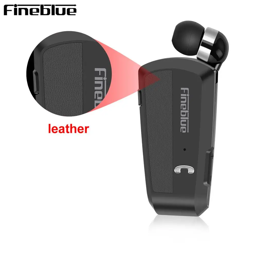 leather black Fineblue F990 новейшая беспроводная бизнес Bluetooth гарнитура спортивный драйвер наушники Телескопический зажим на стерео наушник вибрации класса люкс - Цвет: leather black