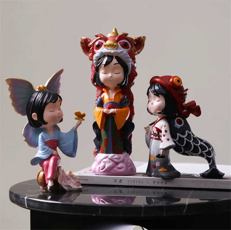 HHT японский мультфильм Скульптура девушки настольные украшения дома бабочка