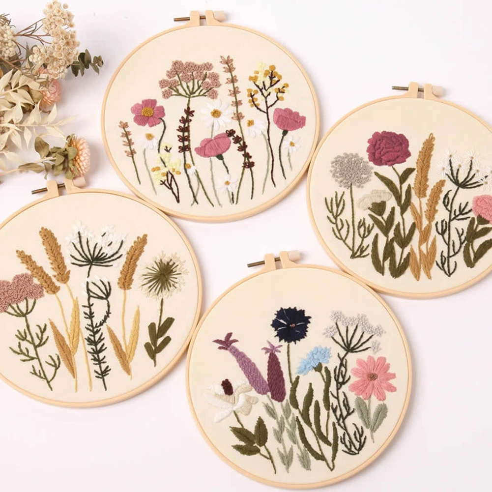 DIY Embroidery Materials Package Plant Flower Heart Handcraft Kits For Beginners Craft Making Products | Дом и сад