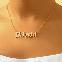 fashion babygirl necklace for women girls old english font pendants necklaces letter cute chain choker alloy statement jewelry