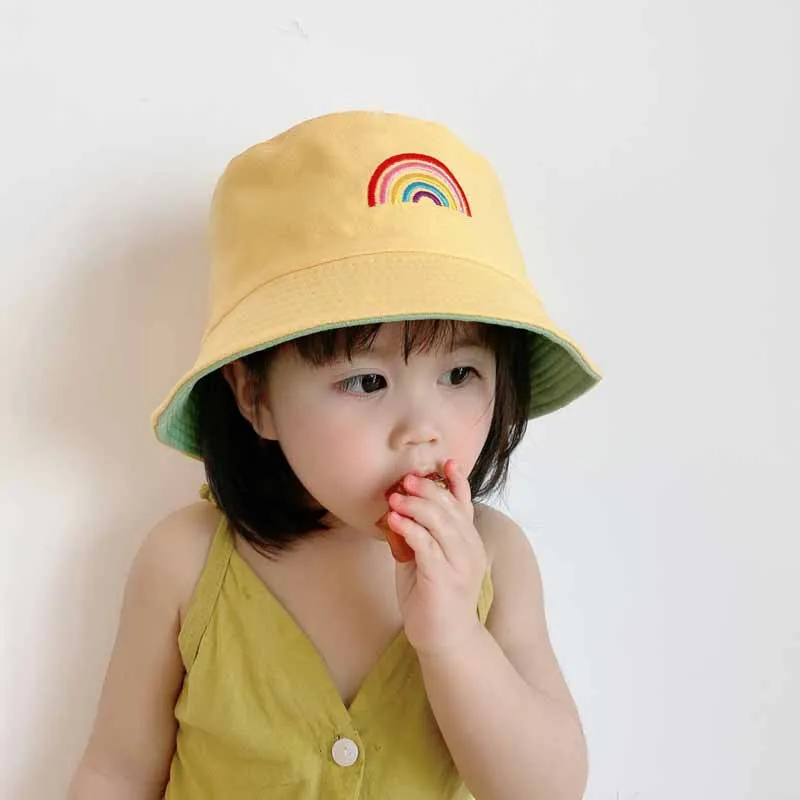 Панама детская Двусторонняя хлопковая мультяшная шапка от солнца с широкими