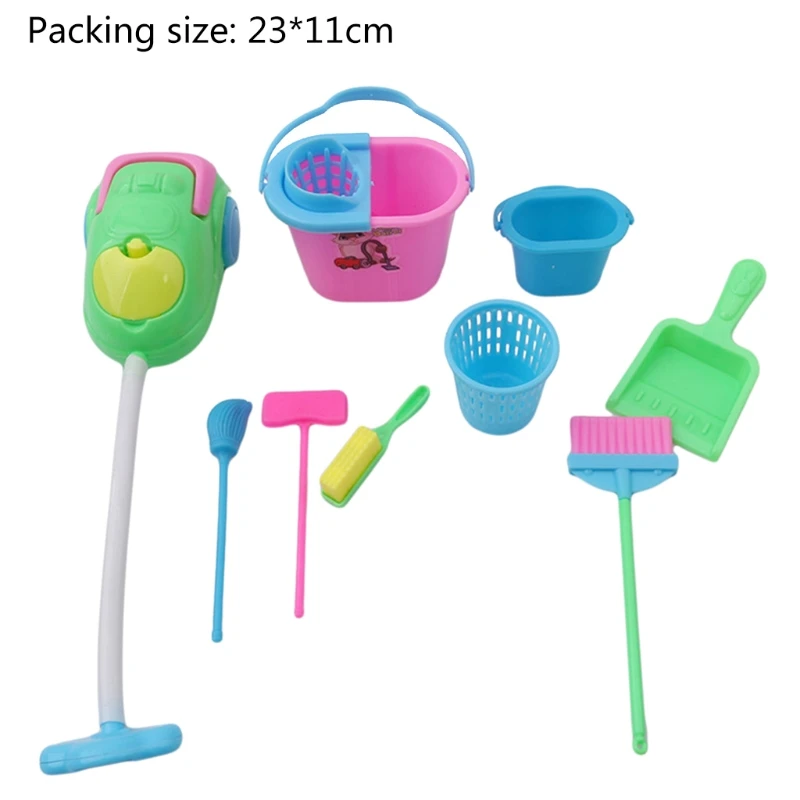 

Mini Doll Accessories Miniature Mop Dustpan Bucket Brush Cleaning Durable Dollhouse Kids Early Educational Birthday Gift