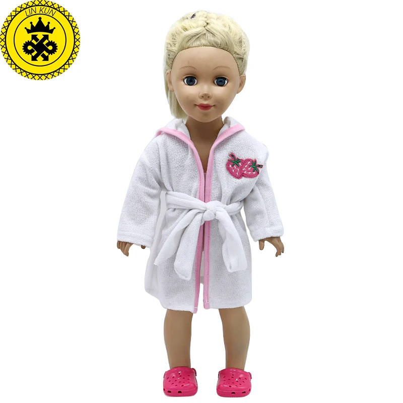 18-дюймовая Одежда для кукол девочек синяя и белая ночная рубашка халат банные