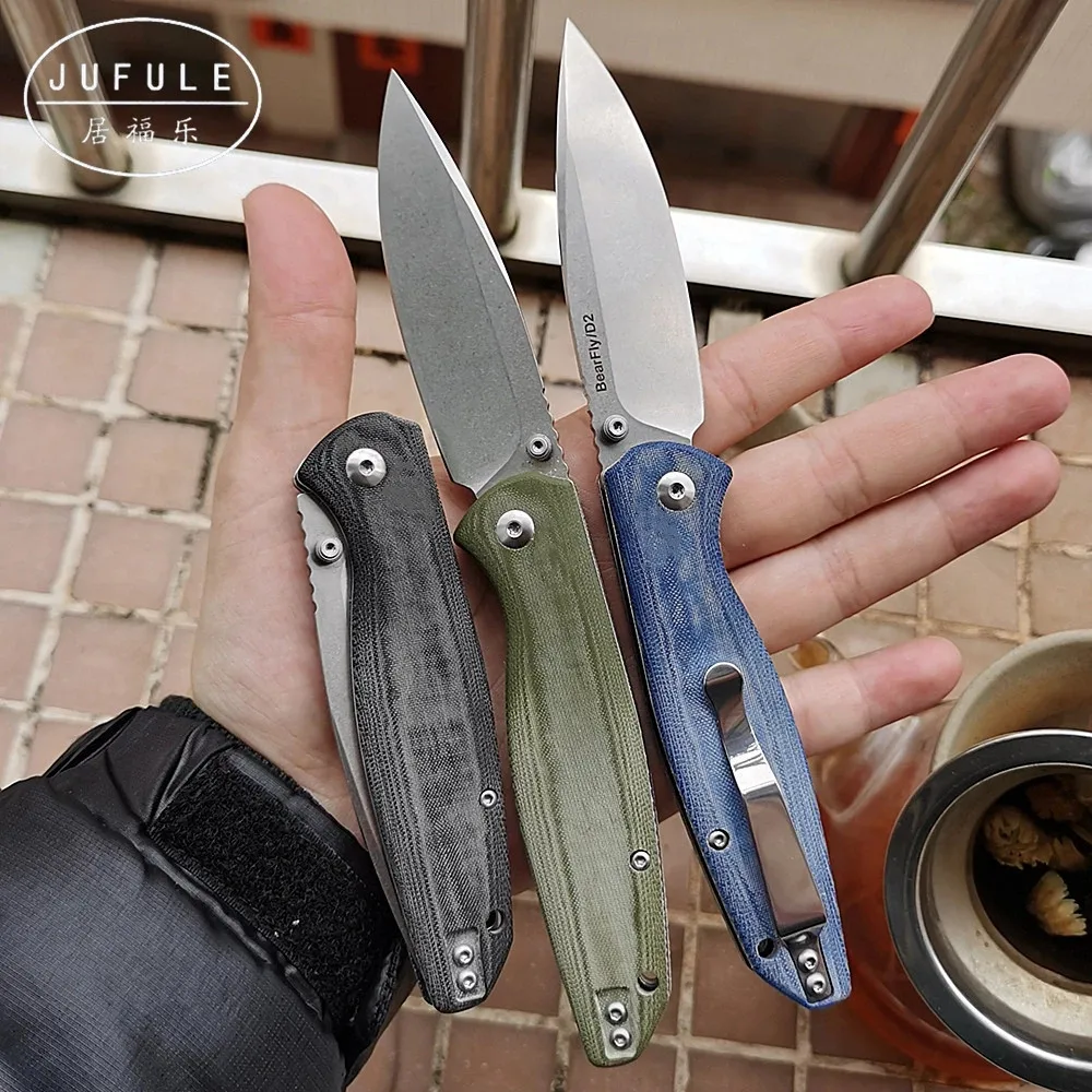 JUFULE BearFly реальные D2 60 лезвие HRC micarta ручка Отдых на природе кухня охота открытом