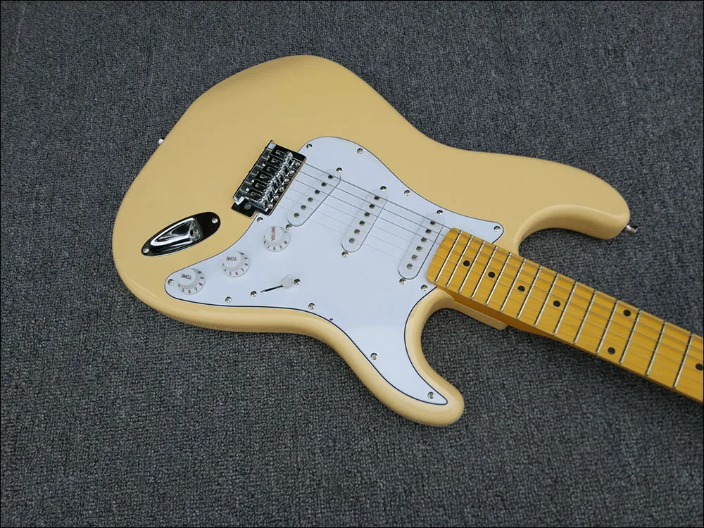 2020 Высококачественная электрогитара в стиле ST корпус молочно-желтого цвета