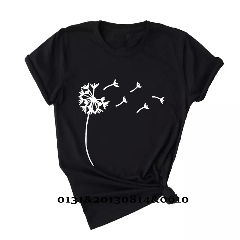 

Dandelion Just Breathe Printed T-shirt Woman Summer Short Sleeved T-shirt Streetwear Harajuku 2021 Casual O-neck Top Tees Female