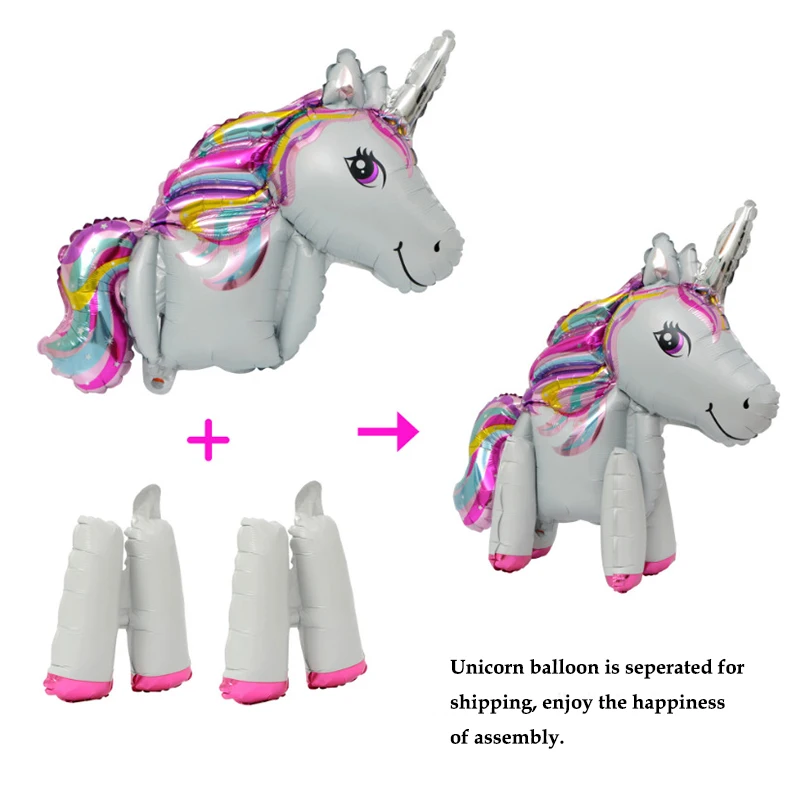 3D Pink Unicorn Balloon Rainbow Foil Balloons DIY Birthday Party Decorations Baby Shower Decor Kids Toys | Дом и сад