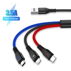 3 в 1 светодиодный USB-кабель для зарядки Micro USBType-C8Pin, зарядный Шнур для iPhone 13, 12, 11 Pro, с несколькими USB-портами, Kable
