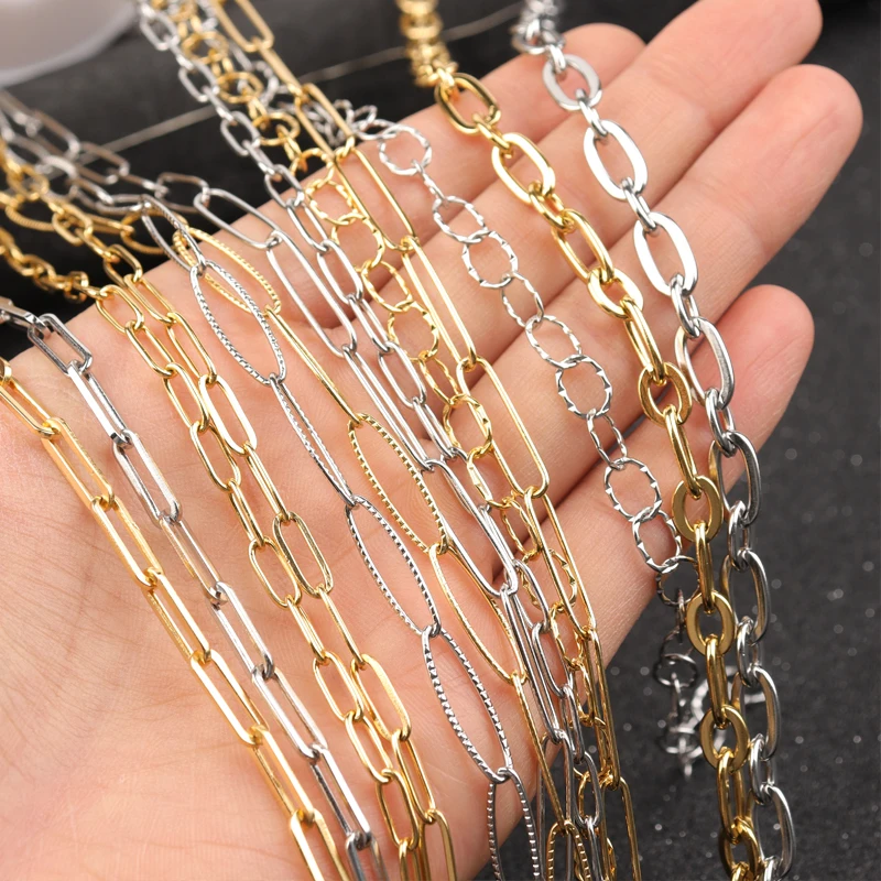 

Цепочка Из Нержавеющей Стали, 1 м/лот, Скрепка, о-образное ожерелье, Скрепка, цепочка для самостоятельного изготовления ювелирных изделий, ож...