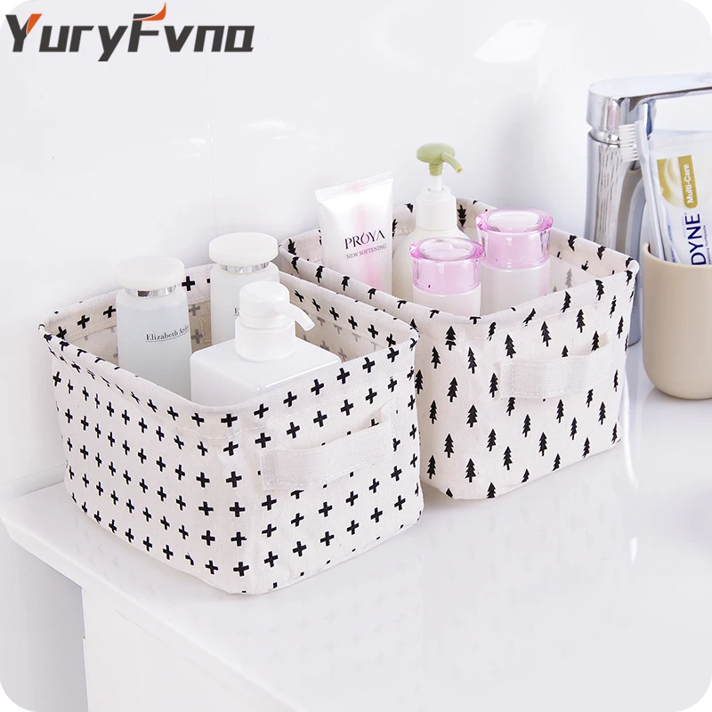 YuryFvna складной хранения из хлопко-льняной ткани Корзина разное ткань ящики для