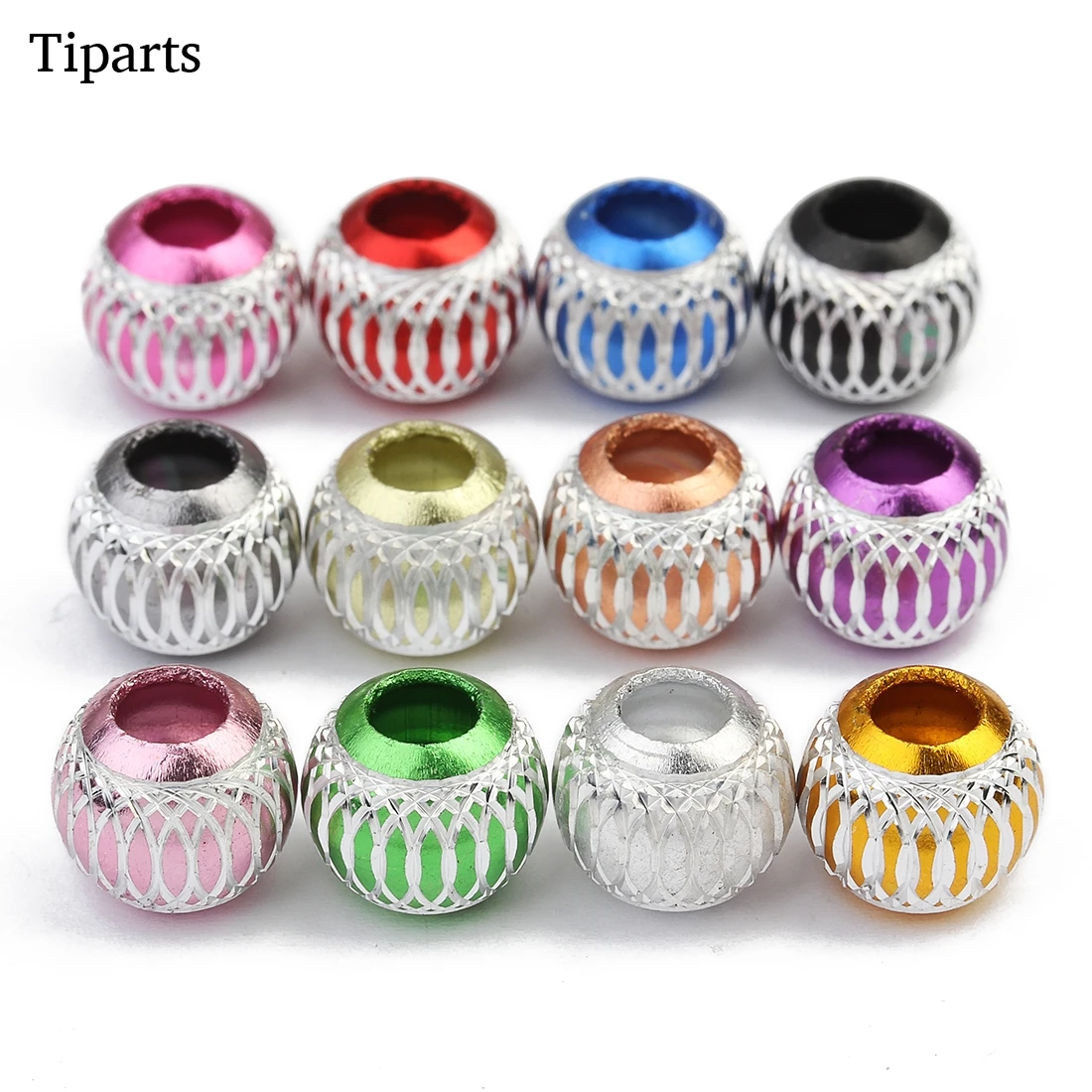 

30pc/lot 11*13mm Metal Spacer Beads Hole Charms Round Stripe Beads For DIY Bracelets Necklace Findings Jewelry Making