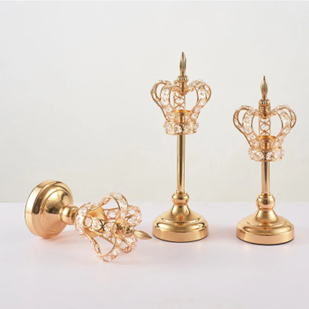 

Crown candle holder ornaments wedding props home decoration electroplating handmade iron candle holder retro