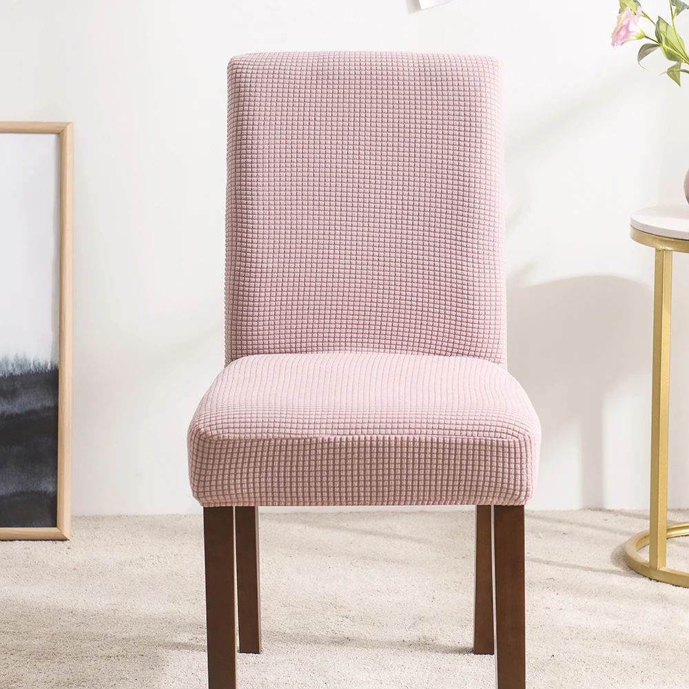

Pink Jacquard Extensible Dining Chair Cover Spandex Slipcover Case for Chairs Kitchen Dining Room Chair Covers Elastic Stretch