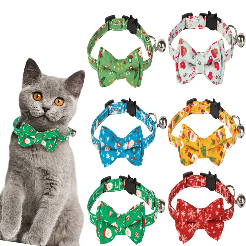 Рождественский ошейник для собак со снежинками бант галстук больших и маленьких