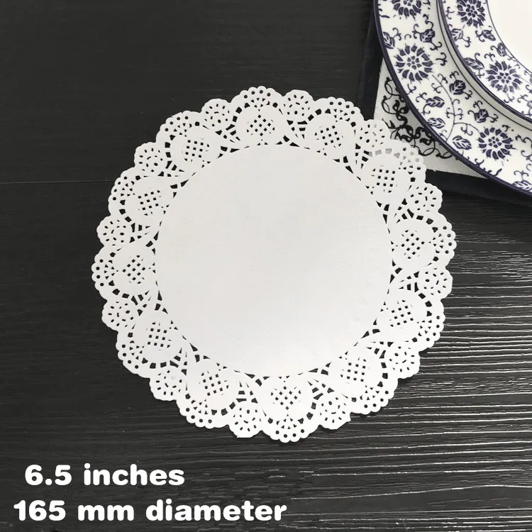 6.5inch 100 шт Круглые Цветочные подстилки, бумажные подстилки, маслопоглощающие бумажные кружевные белые подстилки, вечерние подстилки для десерта - Цвет: 6.5inch