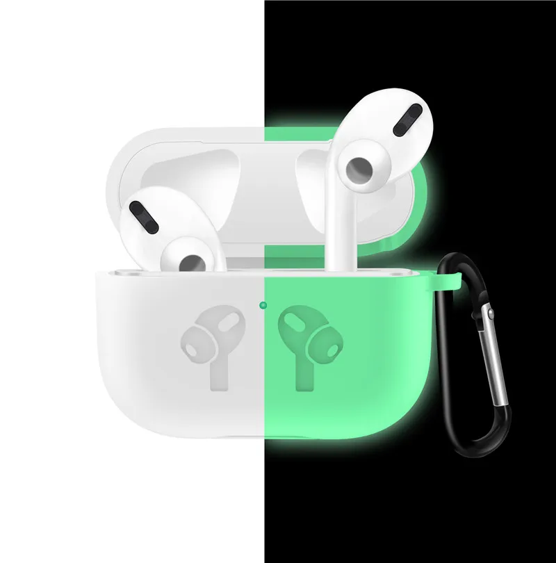 fluorescent white Мягкий силиконовый чехол для AirPods 3 BuckleShockproof чехол для Airpods Pro зарядный чехол светодиодный защитный чехол Аксессуары для наушников - Цвет: fluorescent white