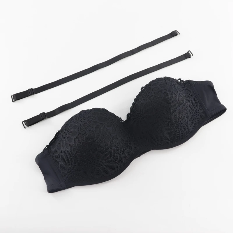 Beauwear Demi силиконовая чашка с полоской против скольжения цветочное кружевное сексуальное нижнее белье Топ Европейский размер 40B 40C 42B 42C 44B 44C 46B 46C - Цвет: Black