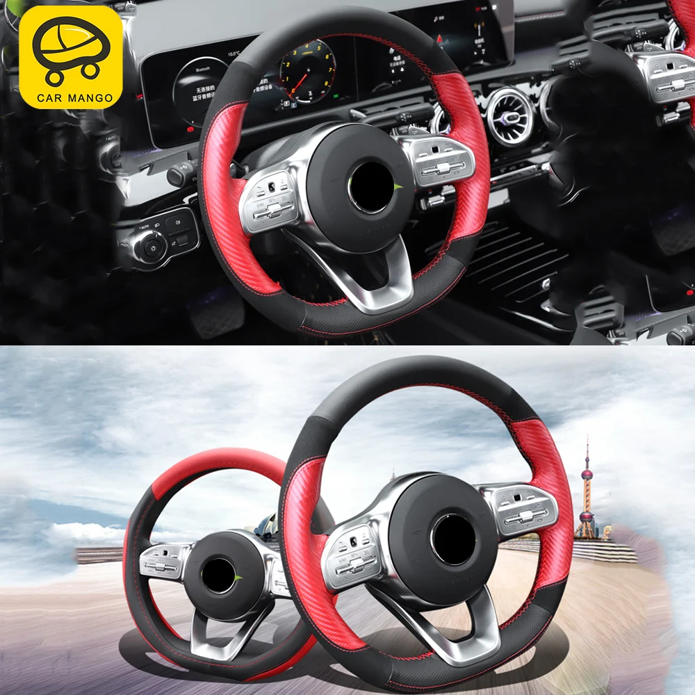 CarManGo для Mersedes benz A Class W177 V177 2019 авто чехол рулевого колеса автомобиля кожаная