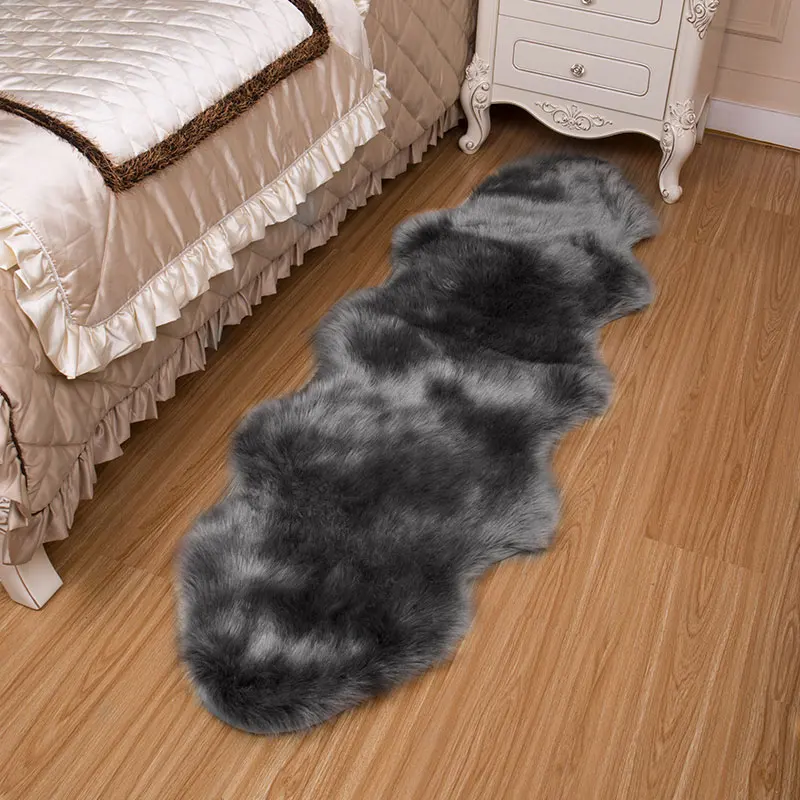 Grey ROWNFUR, мягкий ковер из искусственной овчины для гостиной, детской спальни, чехол на стул, пушистый, пушистый, противоскользящий, искусственный мех, коврик для пола - Цвет: Grey