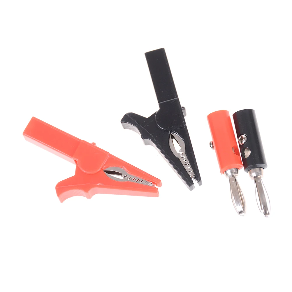 

4pcs 55mm Alligator Clip + Banana Plug, Test Probe With 4mm Banana Plug Cable Clips Red +black