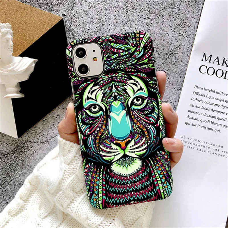 Светящийся чехол со слоном волком Тигром для телефона iPhone 12 Pro Max 11 X XR жесткие