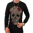 Стразы, мужские толстовки, уличная одежда, теплый мужской свитер с черепами из аниме, высококачественный пуловер, мужская одежда