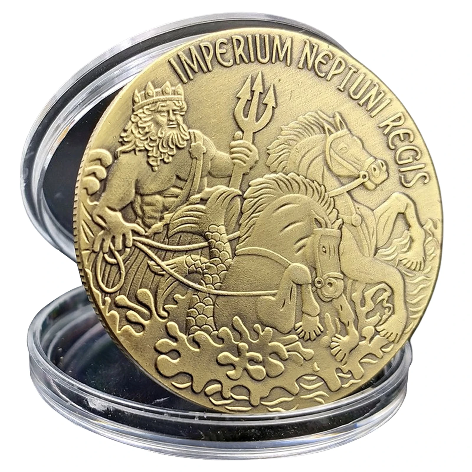 Neptune Poseidon Commemorative Coin, Greek Mythology Trident Coin, Non-Currency Collectible Coin 1 Piece image 3