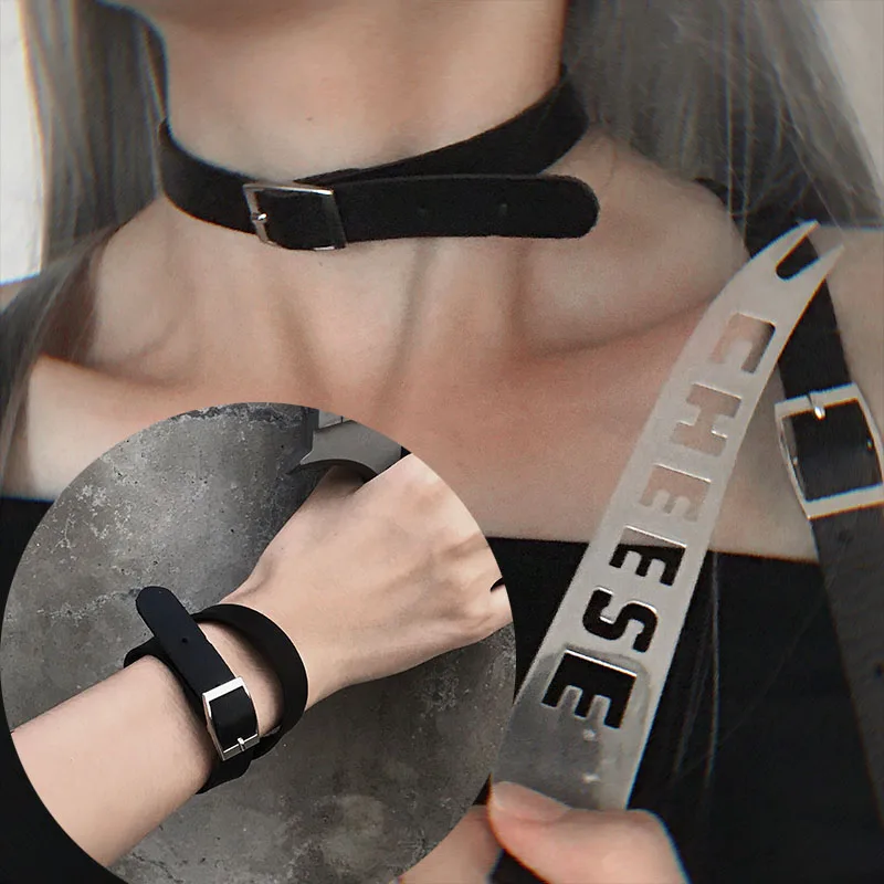 

LOVE Hot Punk cross Collar Choker Bell Round Necklace Heart black PU Leather Punk Goth Handmade Neck Jewelry
