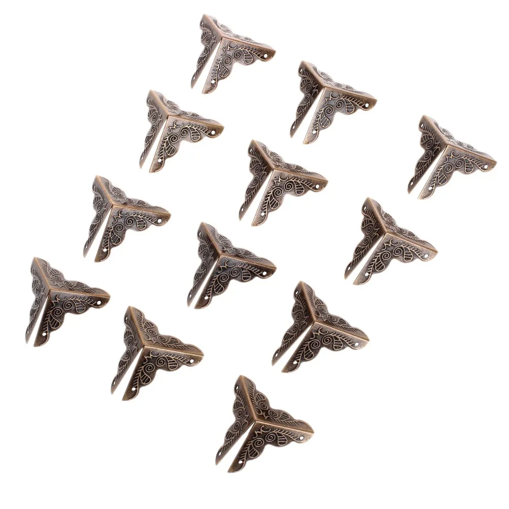 

12Pcs 25x25mm Iron Wooden Luggage Case Box Corners Brackets Antique Jewelry Box Case Decorative Corner Protector With Screws