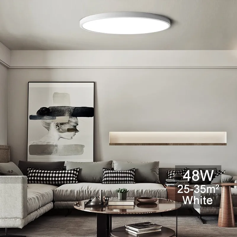 $16.18 LED Ceiling Lights 0.9inch LED Ultrathin Ceiling Lamp Warm White Cold White Black White Round Lighting Living Room Bedroom Light