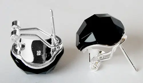 

Летние ювелирные изделия из стерлингового серебра 925 пробы, черные граненные драгоценные камни, серьги-гвоздики с инкрустацией