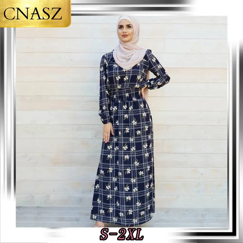 Женское мусульманское платье с длинным рукавом ультрадлинное принтом на Ближнем