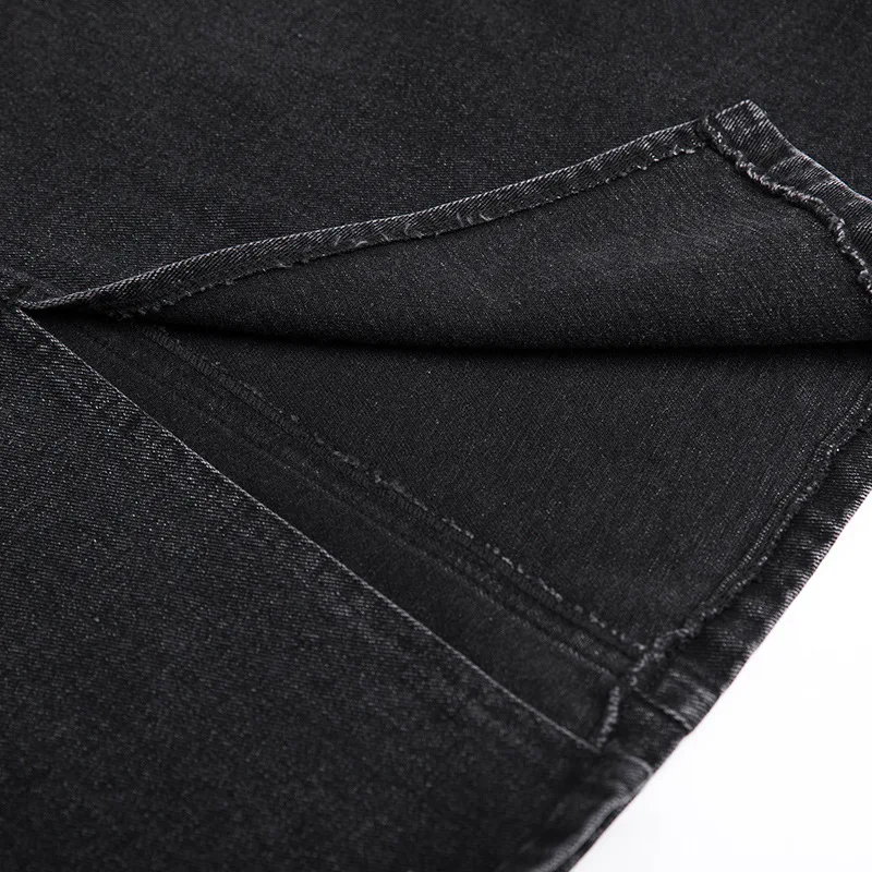 

Women Black denim skirts female 2019 new winter show thin split package hip tall waist skirt long step girl