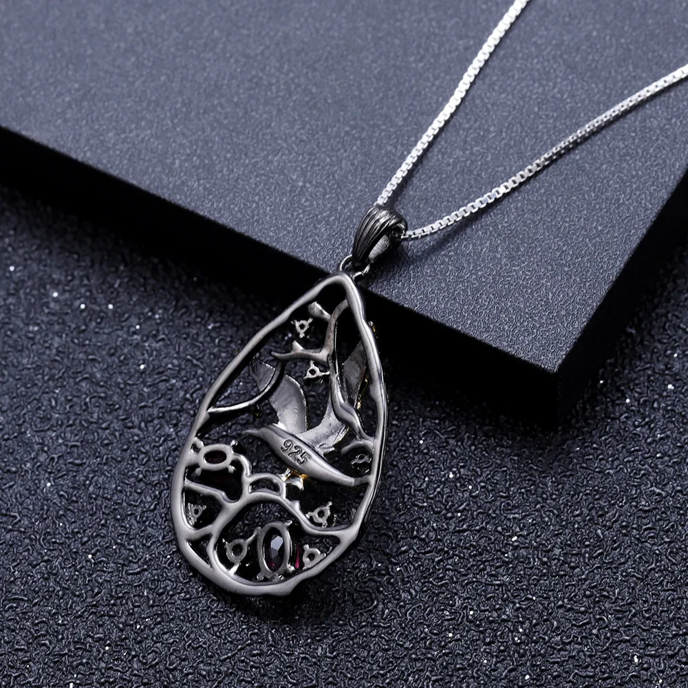 GEM'S балет натуральный гранат 925 пробы серебро Винтаж ожерелье наборы ручной