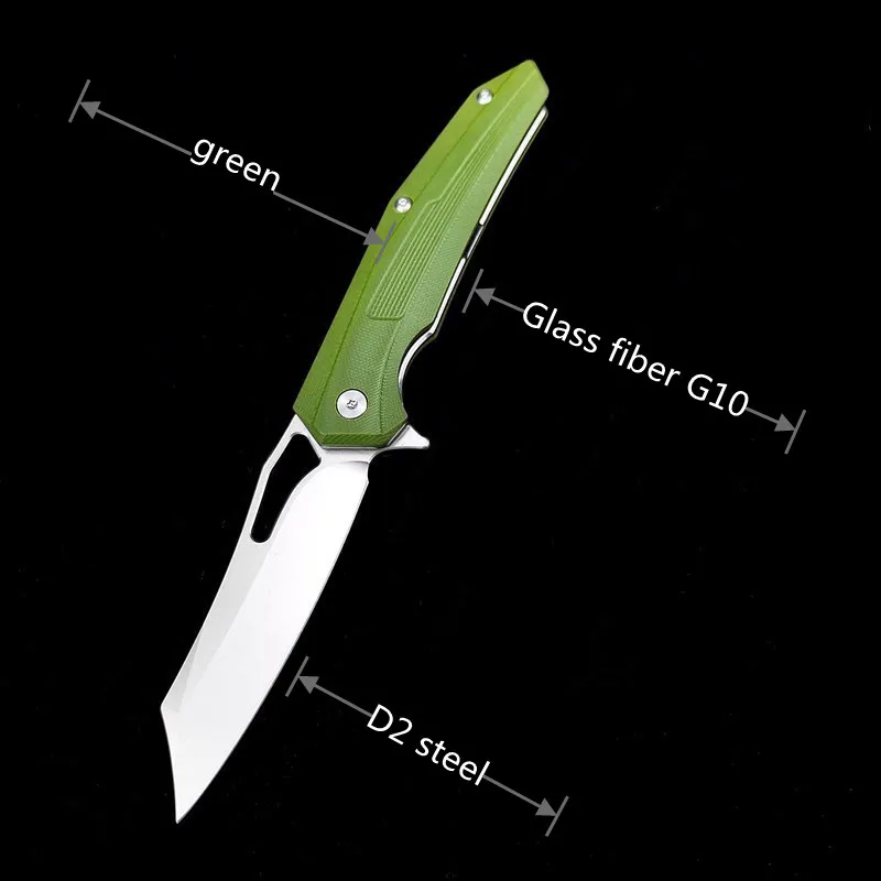 

G10 Handle Jungle Hunting Pocket Portable Folding Knife D2 Steel Camping Outdoor Tactical Folding Knife Survival Rescue EDC Tool